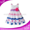 Cute fashion pink white stripe puffy flower girl bubble dress